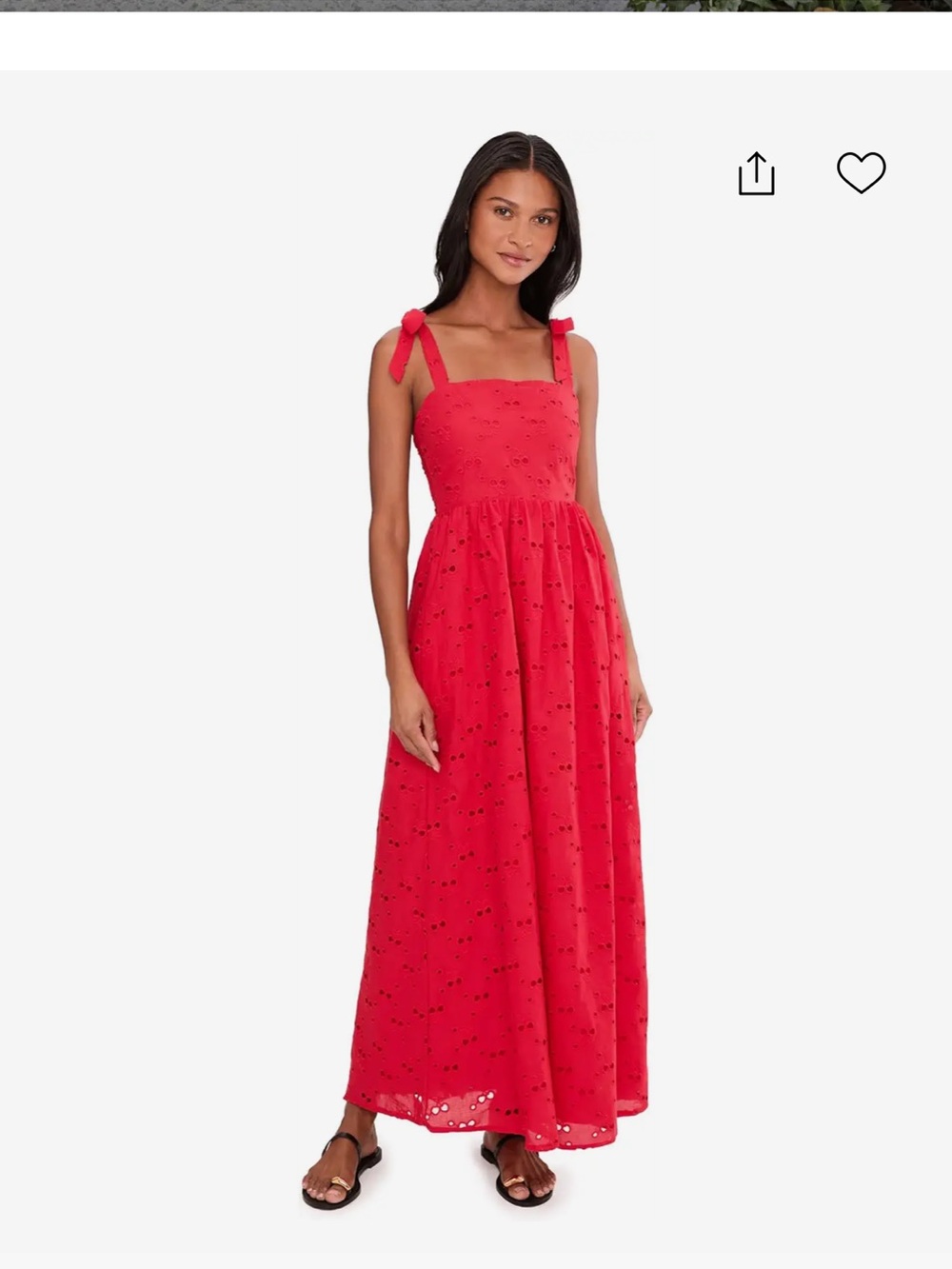 Beach Riot Red Eyelet Tie-Shoulder Maxi Dress